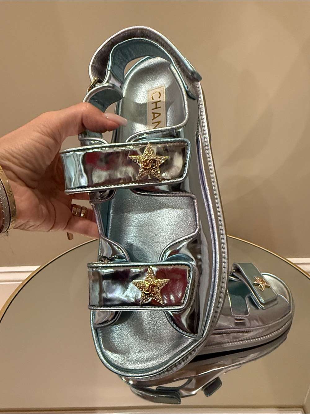 Chanel Dad Sandals CC logo crystal embellished  Limited edition model  size 39